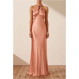 NWT Shona Joy Antique Rose High Neck Twist Maxi Dress La Lune - 4
